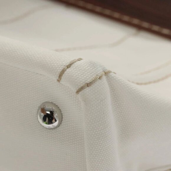 PRADA Canapalage Hand Bag Canvas White Silver 1BG350 Auth 101308SV - Picture 13 of 15